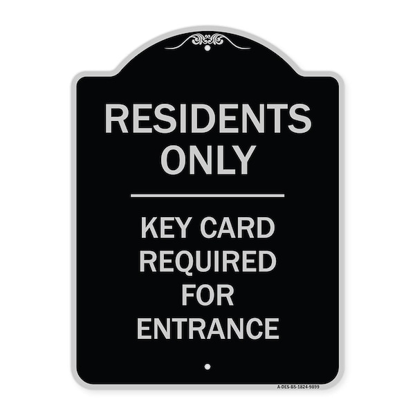 Designer Series-Residence-only-key Card Black & Silver Heavy-Gauge Aluminum, 24" x 18", BS-1824-9899